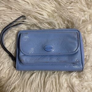 Coach Light Blue Wristlet Clutch